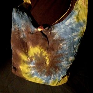 New Tie Dye Boho Satchel bag crossbody purse handmade Nepal blue green black